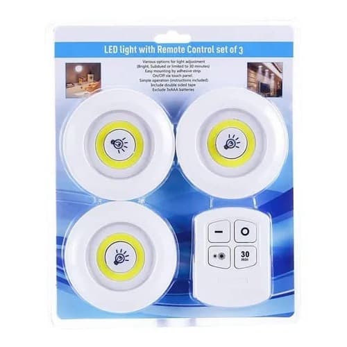 kit 3 lâmpadas  luminária led com controle sem fio