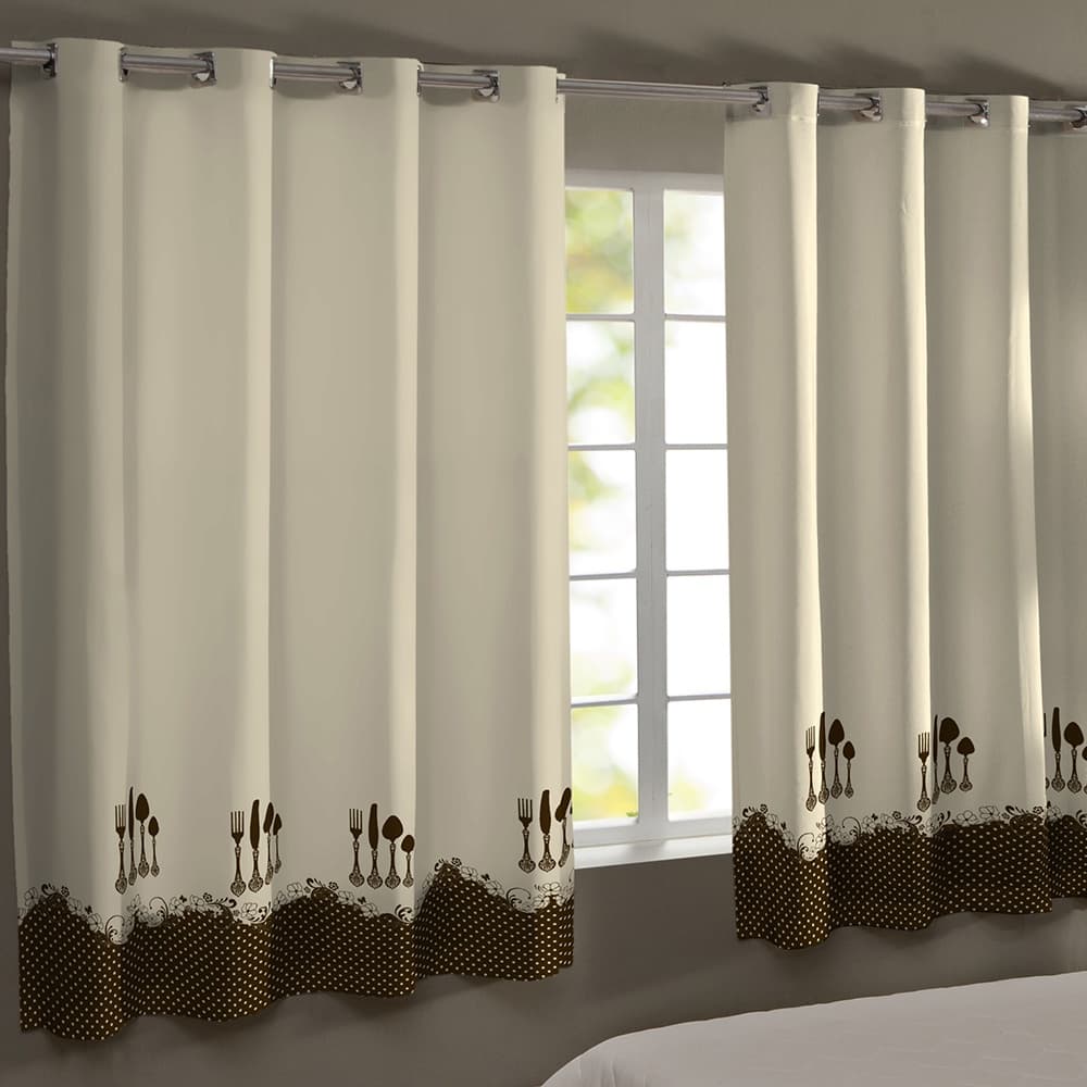 Cortina De Cozinha Gorgurinho 3,00 X 1,50 Estampa Talheres