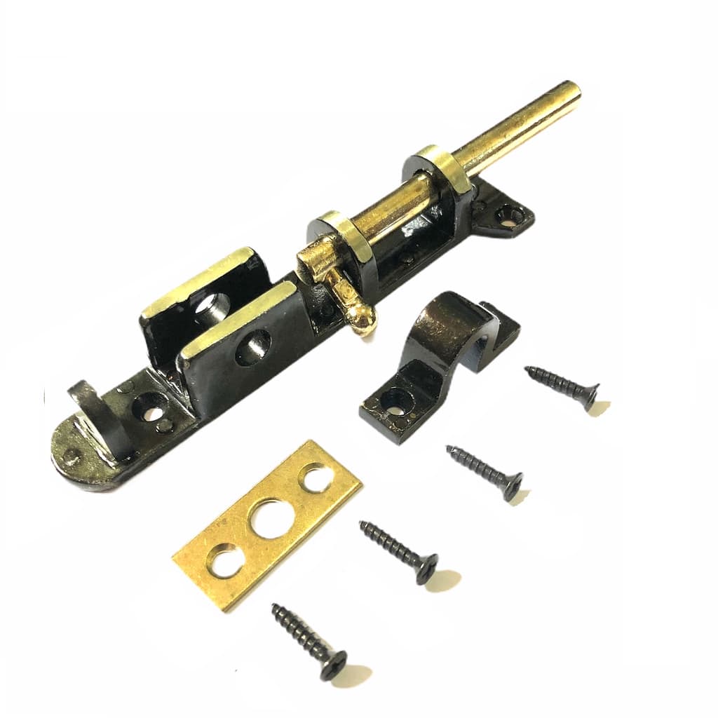 Ferrolho Trinco Fecho Jemae Zamac Latonado Oxidado 12cm Kit Com 4 peças completo