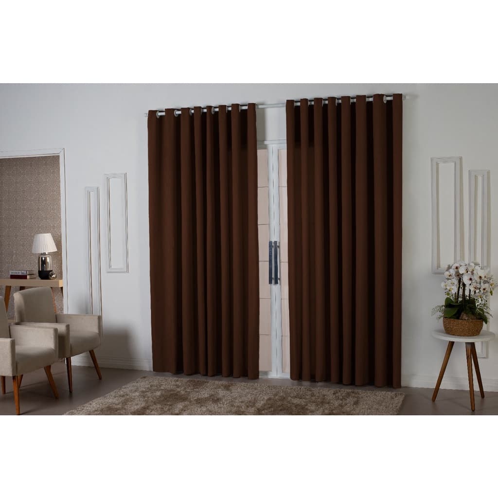 Cortina 3,00x2,20 Para Sala Quarto em tecido macio ao Toque Com ilhos para Bastão Varão