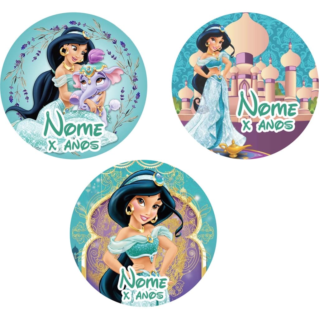 Adesivos Papel Fotográfico Tema Jasmine 3 cm x3 cm