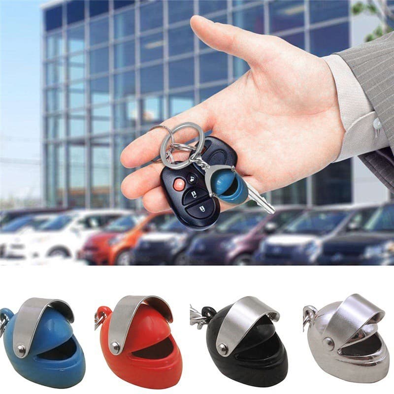 1pc Capacete Forma Metal Chaveiro Carro Bloqueio Corrente