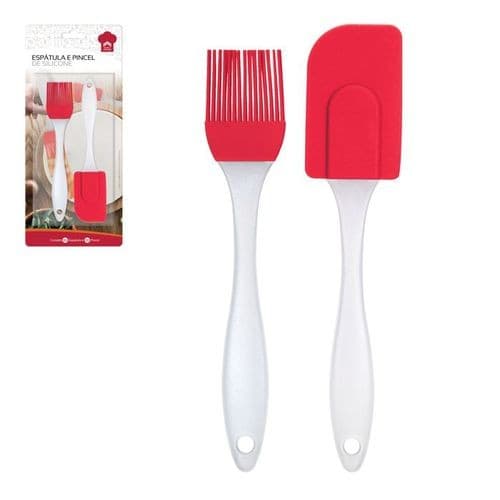 Kit Espátula E Pincel Culinário De Silicone Cabo De Acrílico preto