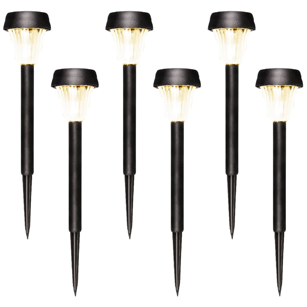 Kit 6 Luminária Espeto Solar Jardim Recarregáv Led Bc Quente