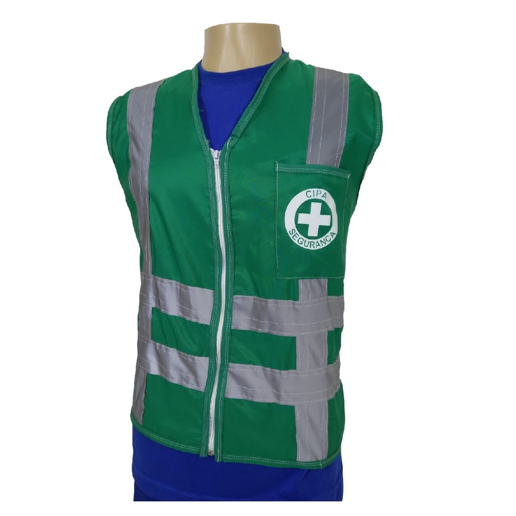 Colete Cipa Segurança Verde Com Refletivo Prevenção Acidente
