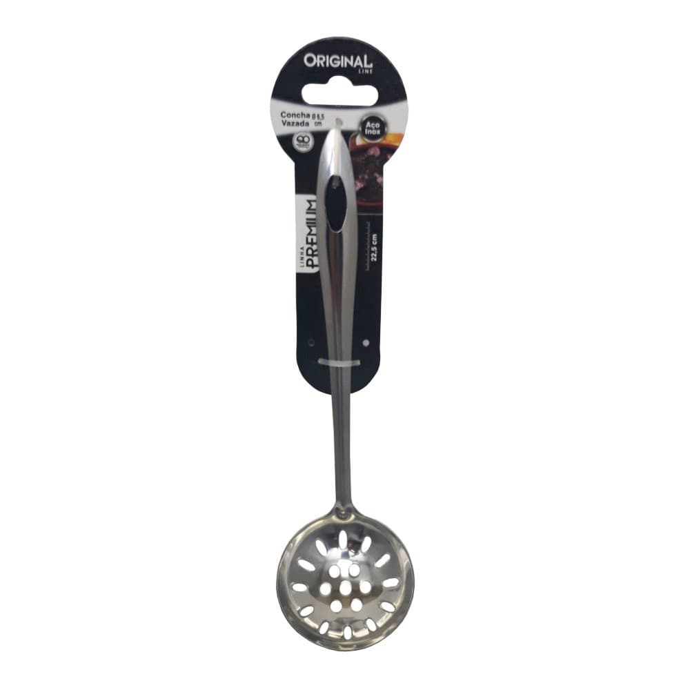 Concha Vazada Para Azeitonas Escorrer E Servir Aço Inox 22 Cm Linha Premium Original Line