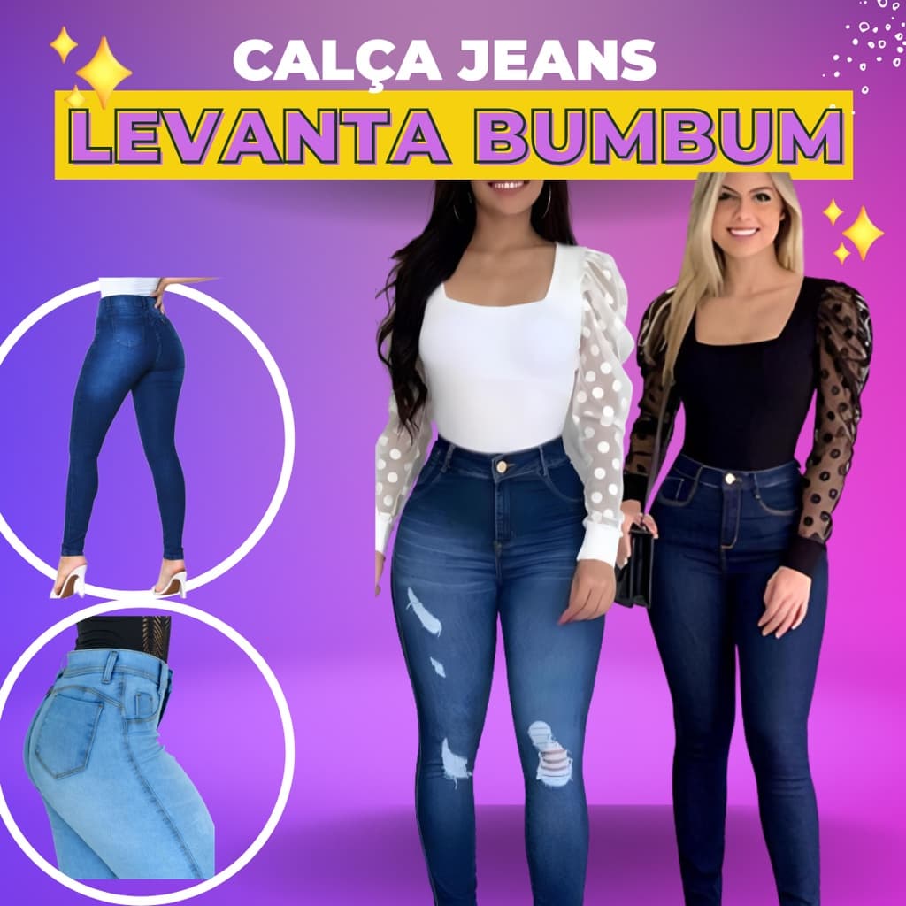 Calça Jeans Feminina Levanta Bumbum Skinny Cintura Alta Com Lycra Preço de Atacado