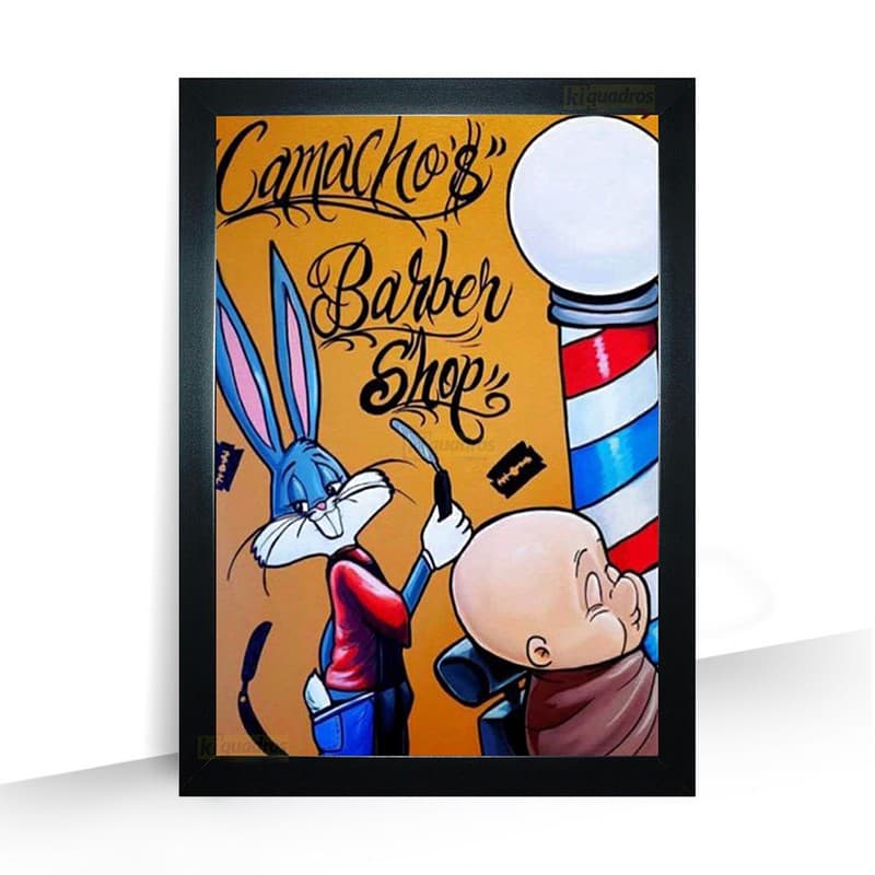 Quadro Pernalonga Gaguinho Barbearia Barbershop Moldura