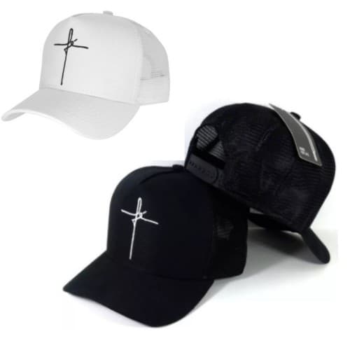Bone Masculino Fé Aba Curva Unissex Trucker Você Escolhe A Cor