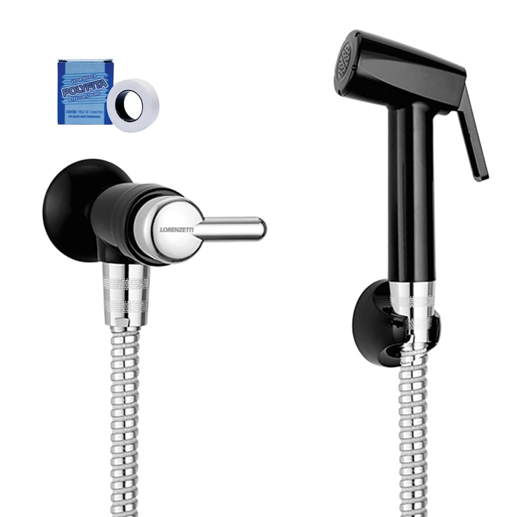 Ducha higiênica Black Luxo Lorenzetti Completa Mangueira De 1,20mts + Brinde