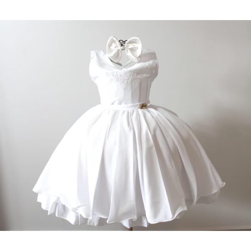 Vestido Infantil Menina Festa Ano Novo Batizado Dama Formatura Com Tiara