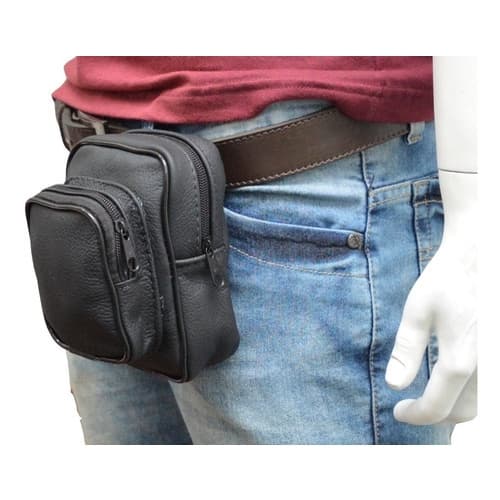 Pochete Pequena Masculina Mini Pochete, Porta Niquel De Cinto Porta Em Couro Legítimo Com 2 Bolsas