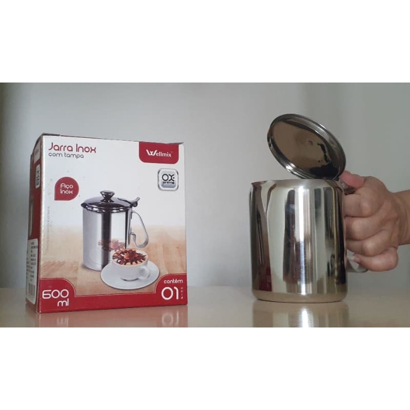 Leiteira com tampa - Jarra de inox- 600 ml - wellmix