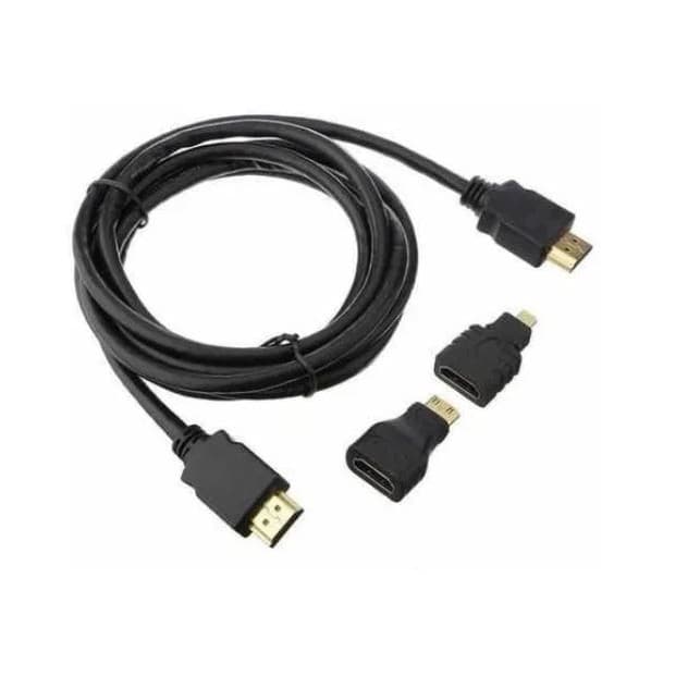 Kit Cabo Hdmi 3x1 - Hdmi/ Mini Hdmi/ Micro Hdmi 1.5m