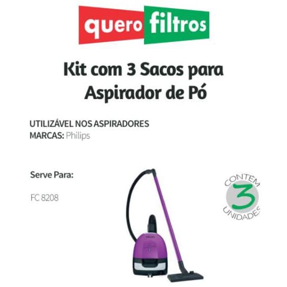 Saco Filtro Para Aspirador De Pó Philips/walita Fc 8208