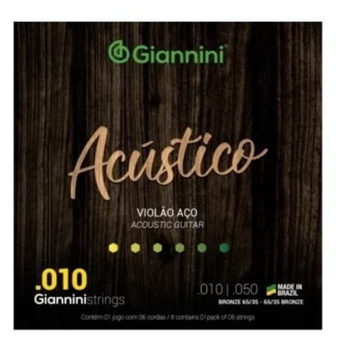 Encordoamento Cordas Violão Aço 010 Giannini Acústico