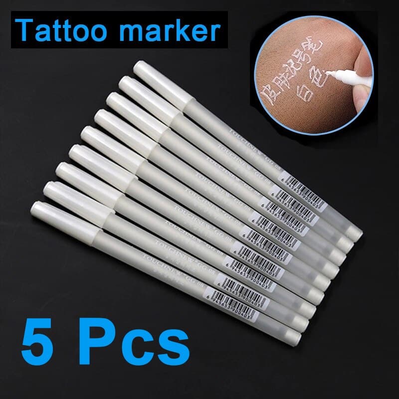 5 peças Caneta Marcadora de Tatuagem Branca Acessórios de Tatuagem Caneta Marcadora de Sobrancelha Cirúrgica Microblading para Pele para Materiais de Maquiagem Permanente