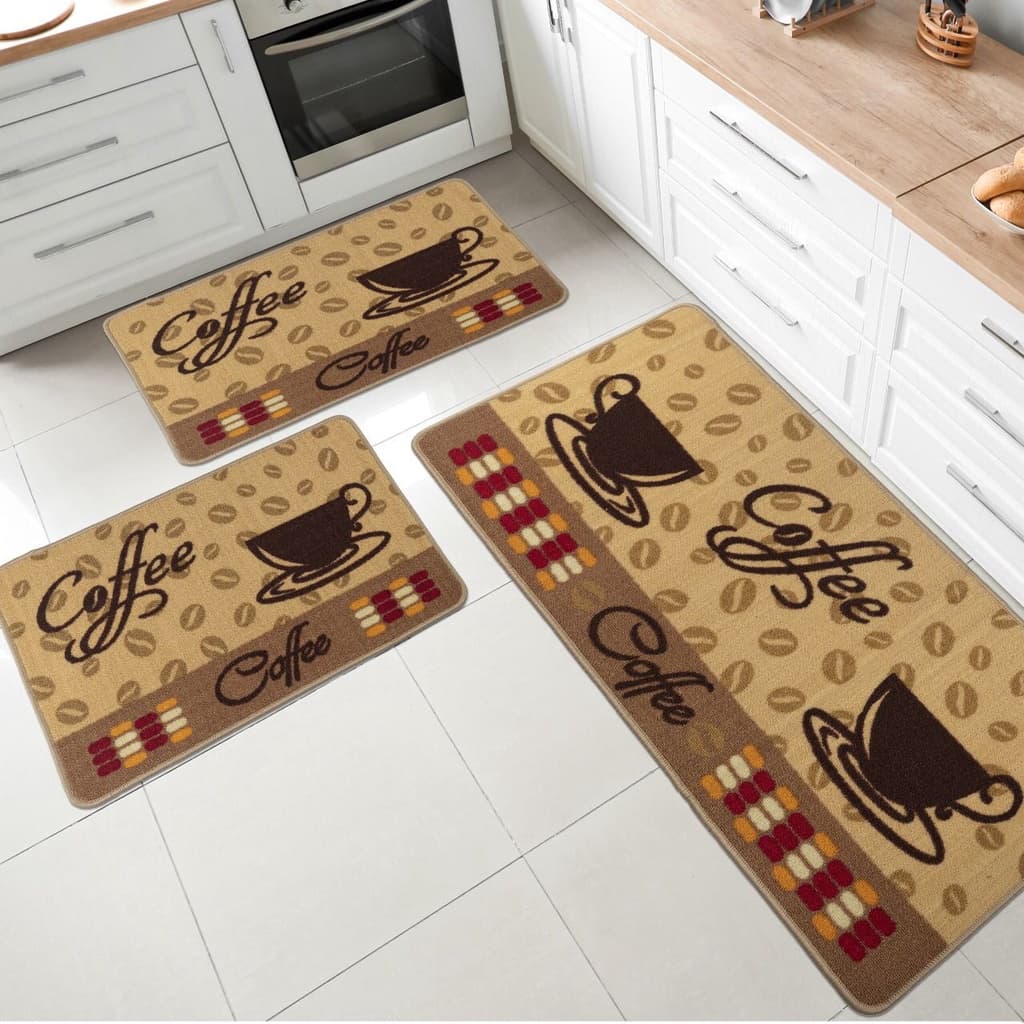 Jogo de Tapetes para Cozinha 3 Peças – Antiderrapante, Confortável, Estampado e Estiloso
