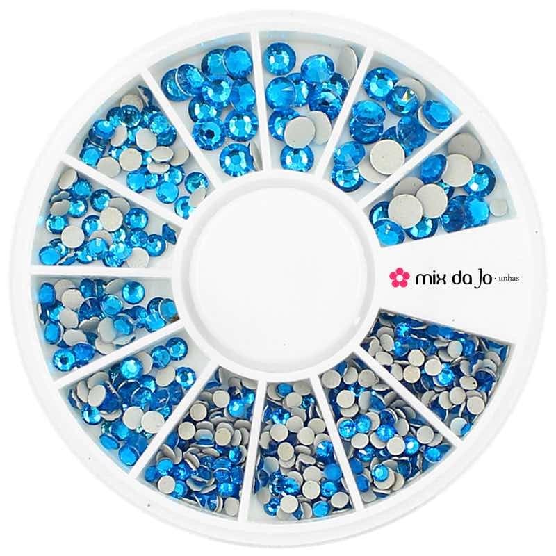 Disco De Strass Azul Cristal 2, 3 E 4mm Decoração De Unhas