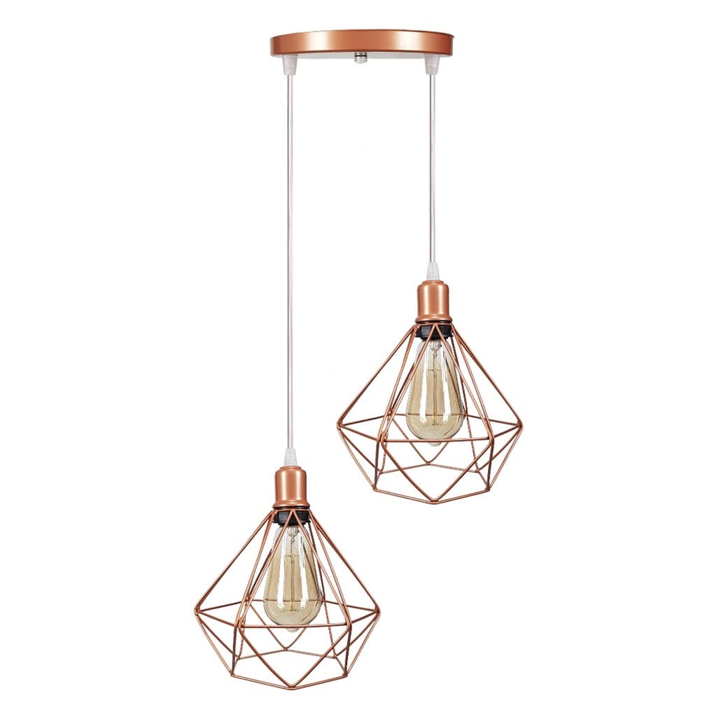 Luminária Pendente Diamante Duplo C/ Cabo Cristal 1 metros Regulável
