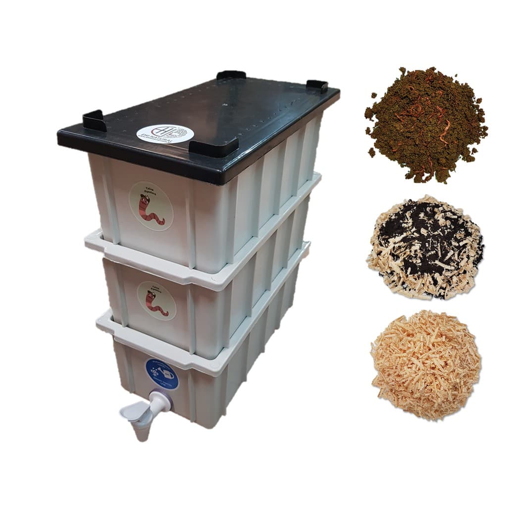 Kit Completo - Mini Composteira Doméstica Minhocário 4 L Branco