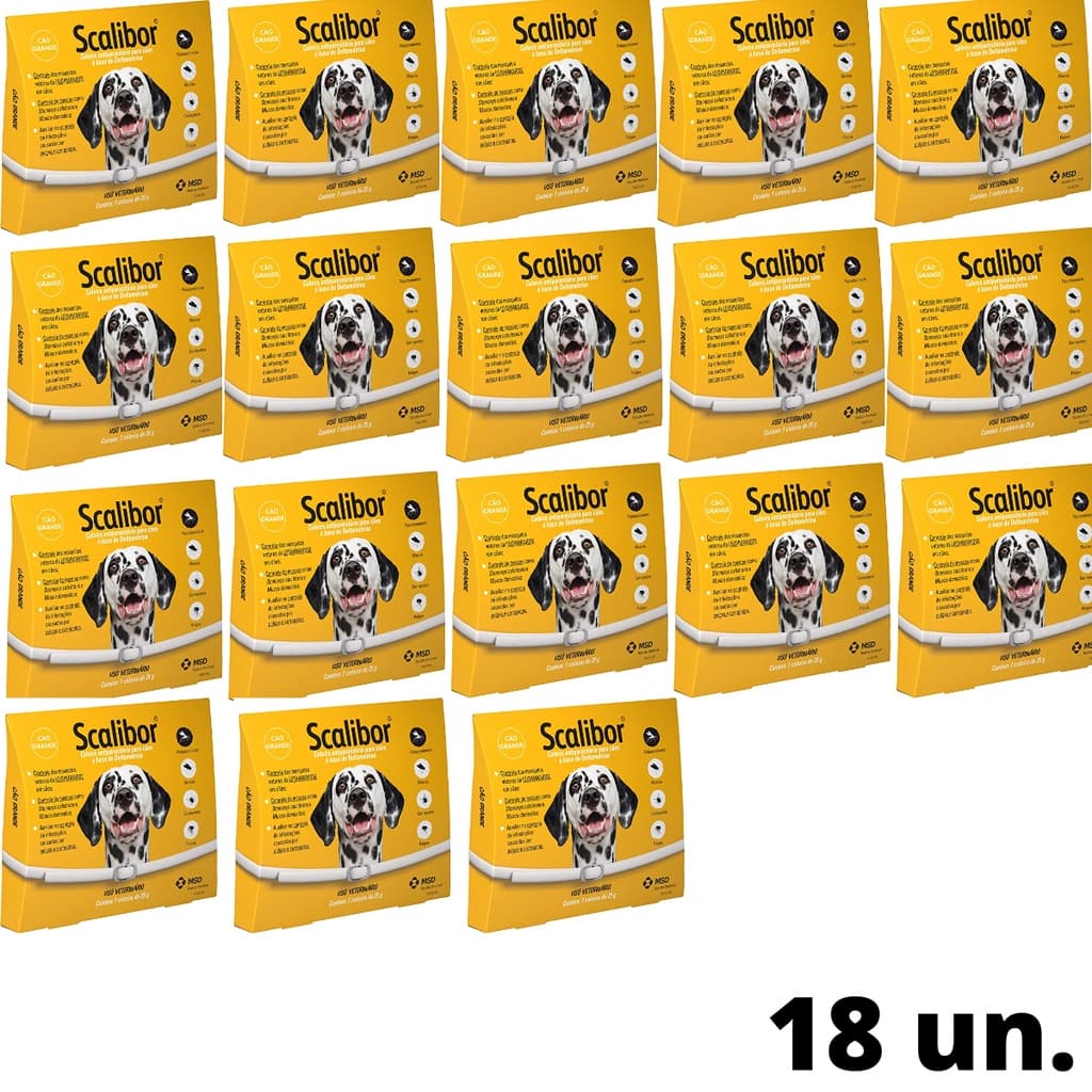 18 Coleira Scalibor 65cm G Leishmaniose Antipulgas Msd