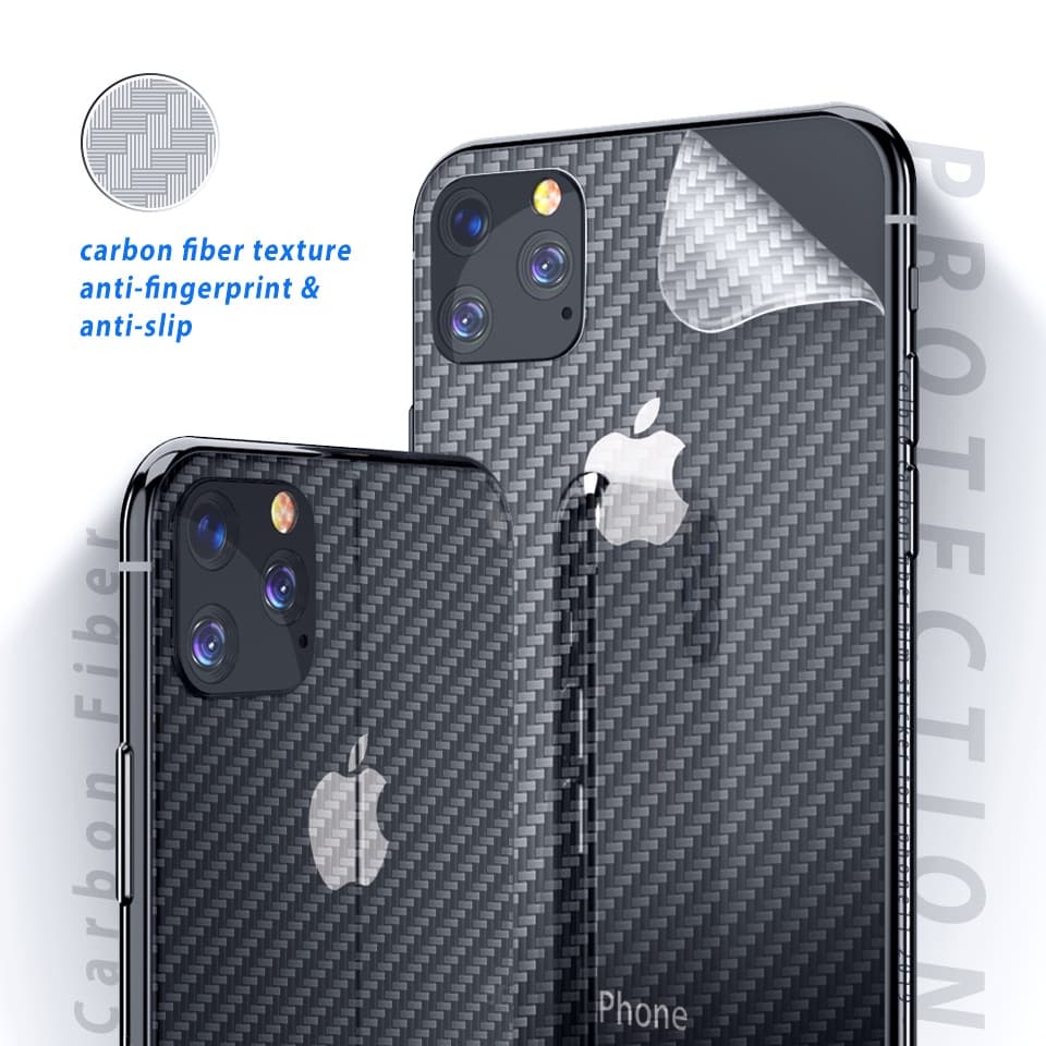 Pelicula Traseira Fibra de Carbono 3D para Iphone Proteção Riscos Manchas Texturizada X XS XR 11 12 PRO MAX
