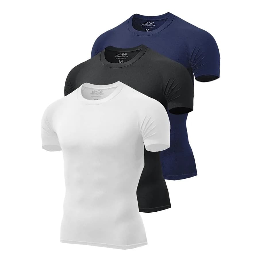 Kit 3 Camisetas Térmicas Treino C/ Proteção Uv Verão Praia Surf