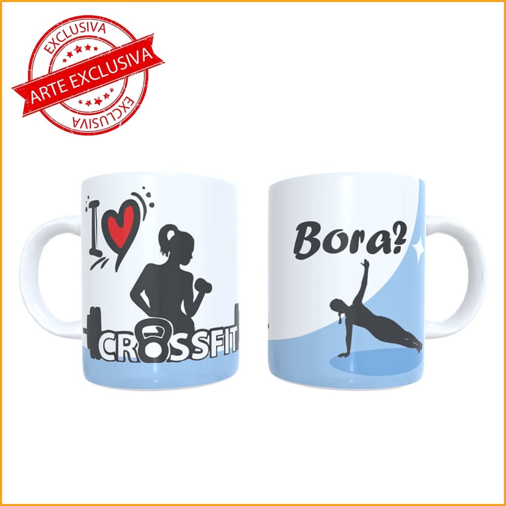 Caneca Crossfit - Caneca Bora Malhar - Caneca de Academia - Caneca Feminina