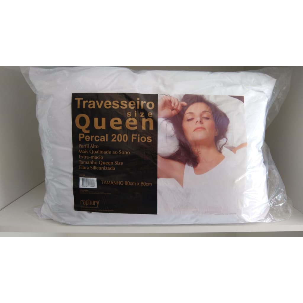 Travesseiro Queen Size Percal 200 Fios Avulso Silicone 80 x 60 cm Super Macio