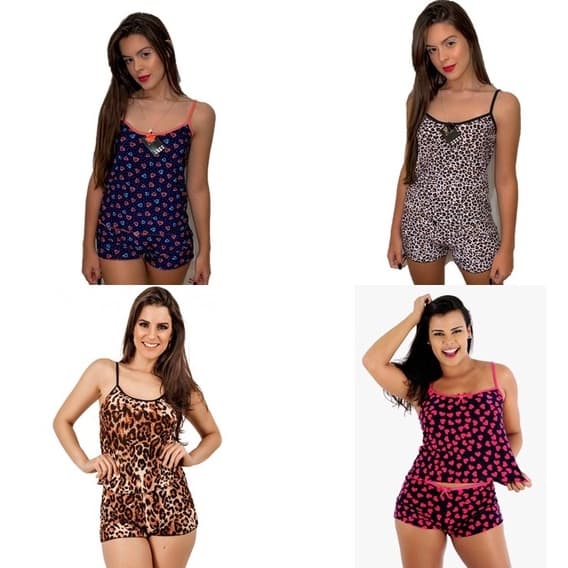Pijama Conjunto Baby Doll Short Doll Liganete Revenda Atacado Sacoleira