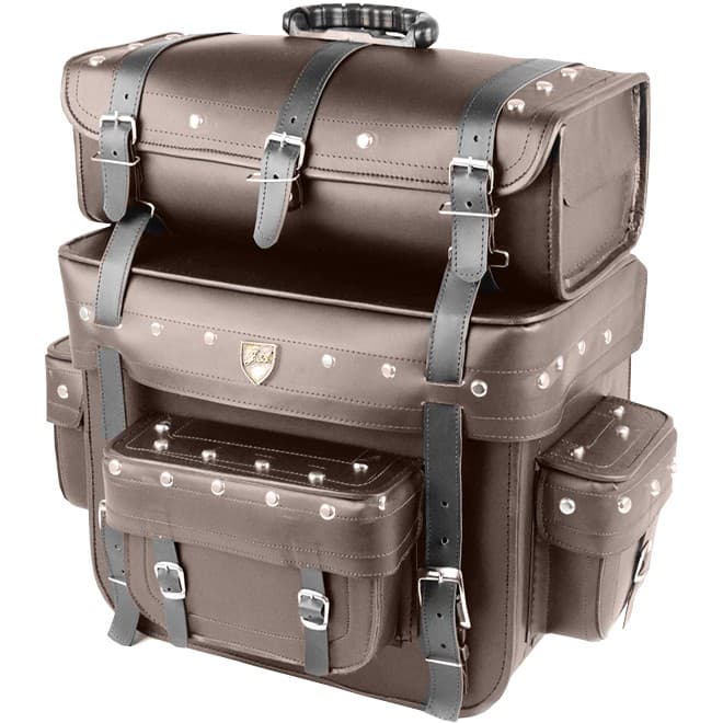 Alforge Traseiro (Bolsa) Custom marron  60 Litros Couro Sintético c/ Cravo
