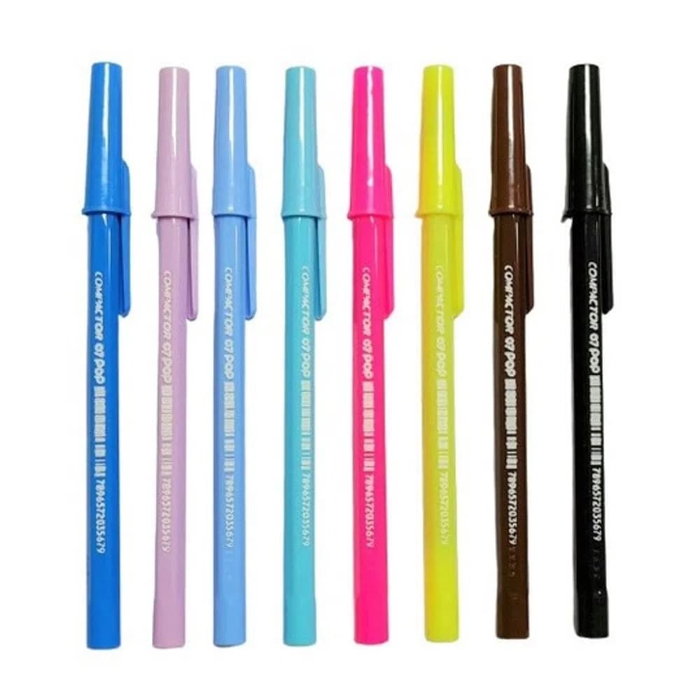 Caneta Compactor 0.7 Pop Ponta Fina (tinta Azul) un