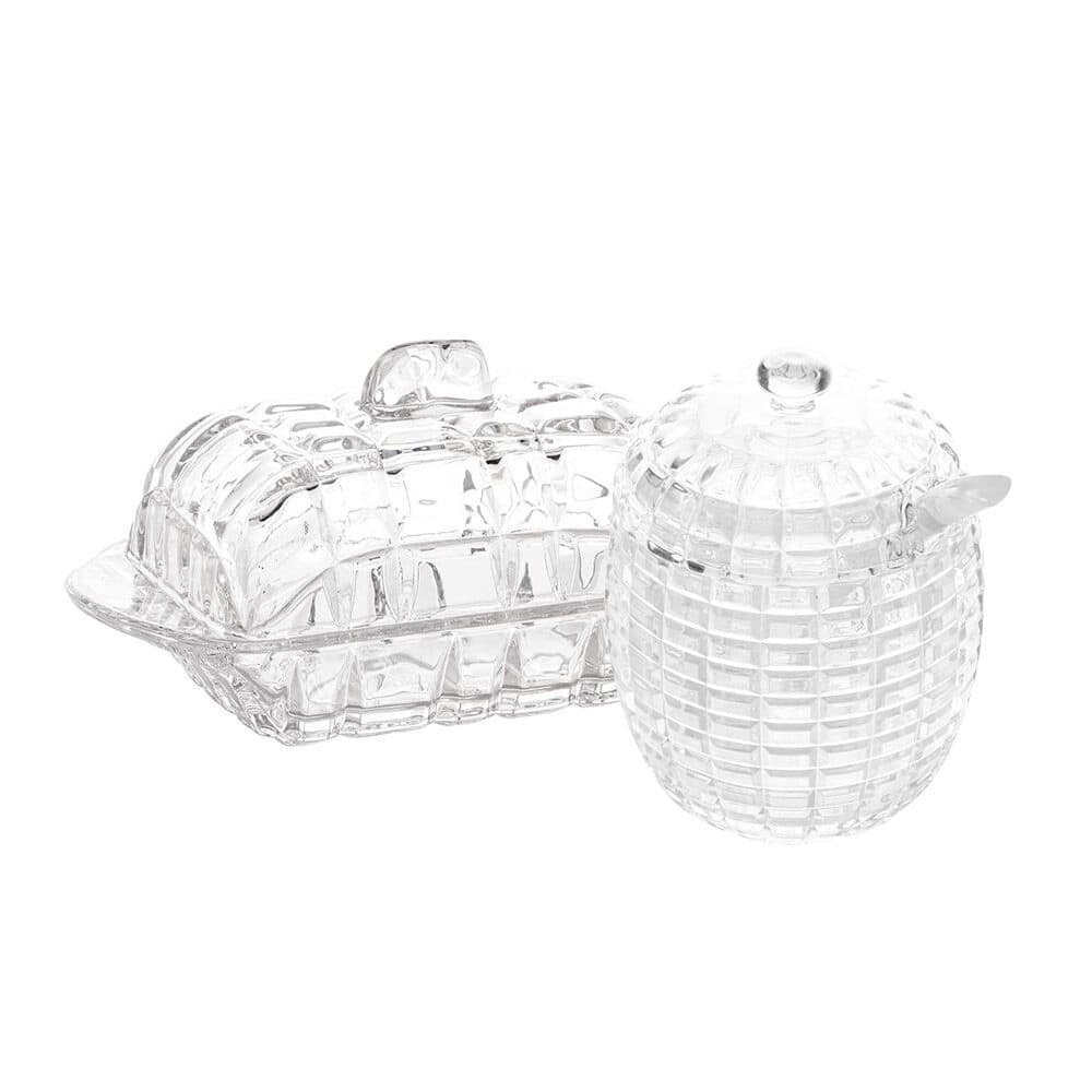 Kit Manteigueira de Cristal Lyor + Açucareiro Cristal Lyor