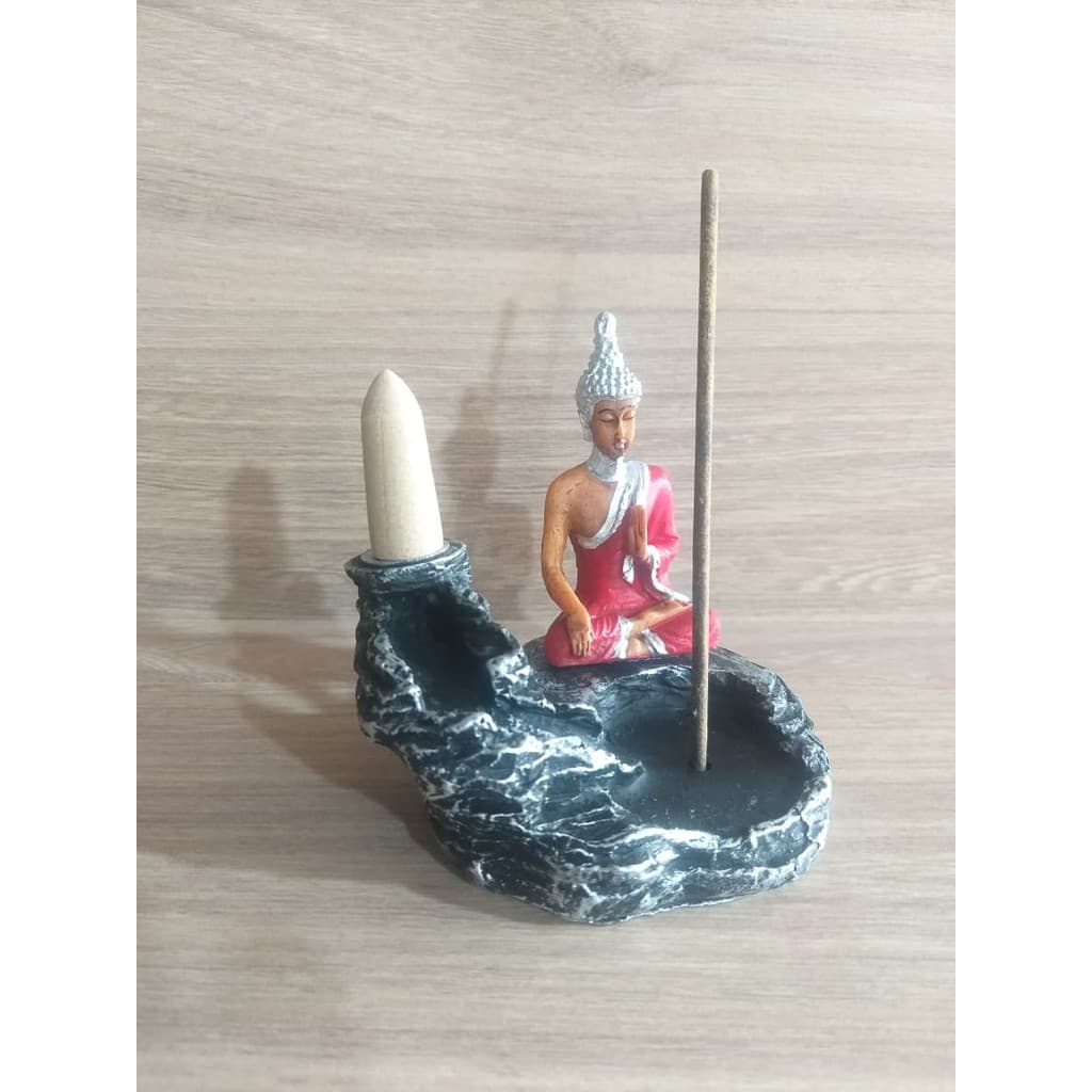 Incensário Cascata Com Hindu 09cm Em Resina