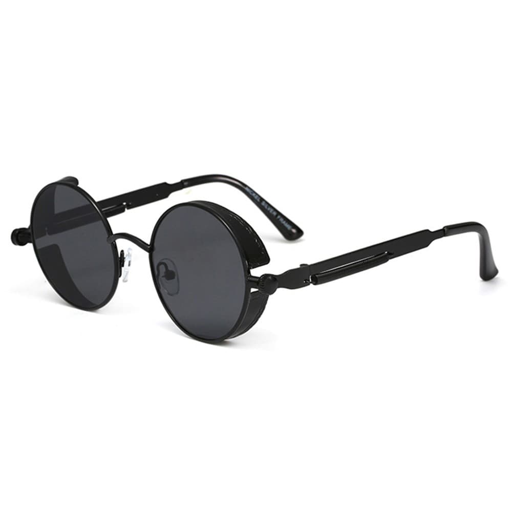 Óculos de Sol Bulier Modas Solar Modelo Redondo Masculino Feminino Azul Preto Escuro Steampunk Alok