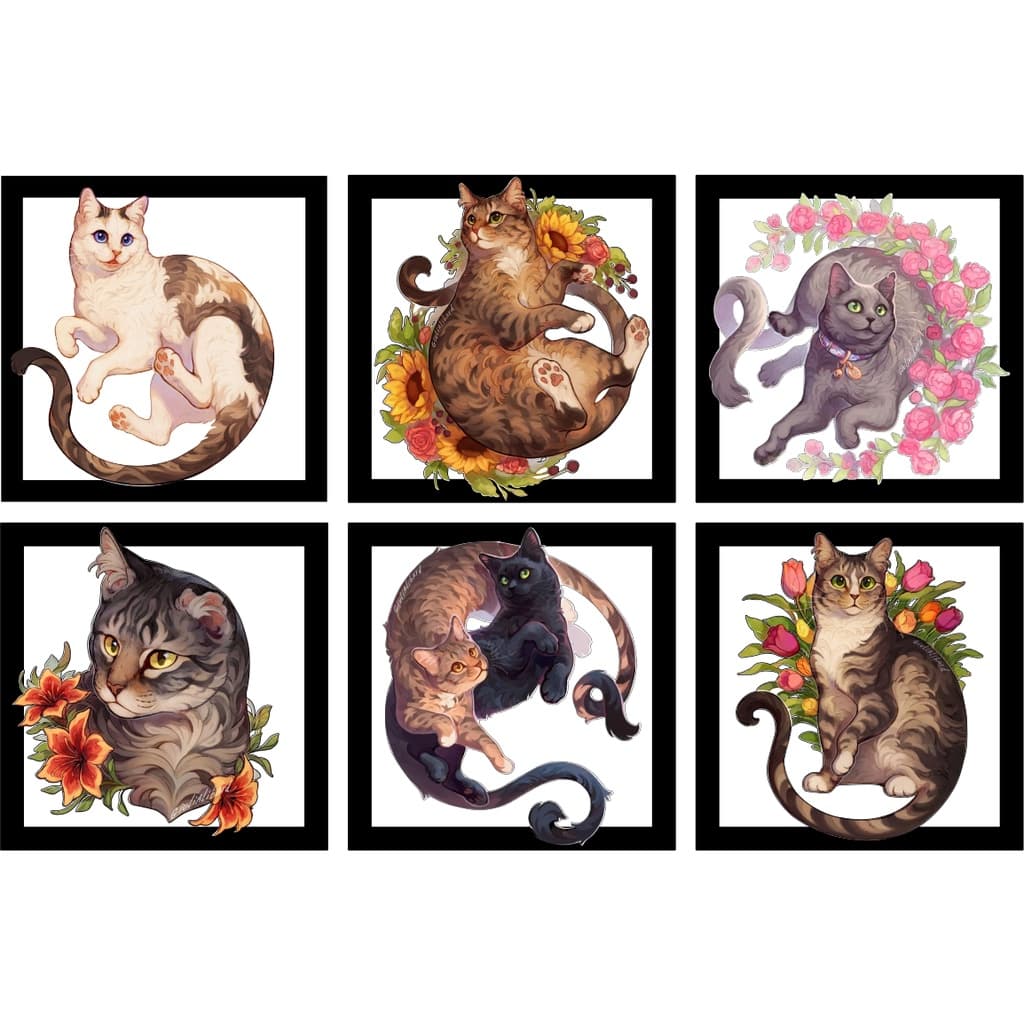 6 Quadros Vazados Gatos Cats arte Gatinhos Quadrinhos MDF Lindos Felinos