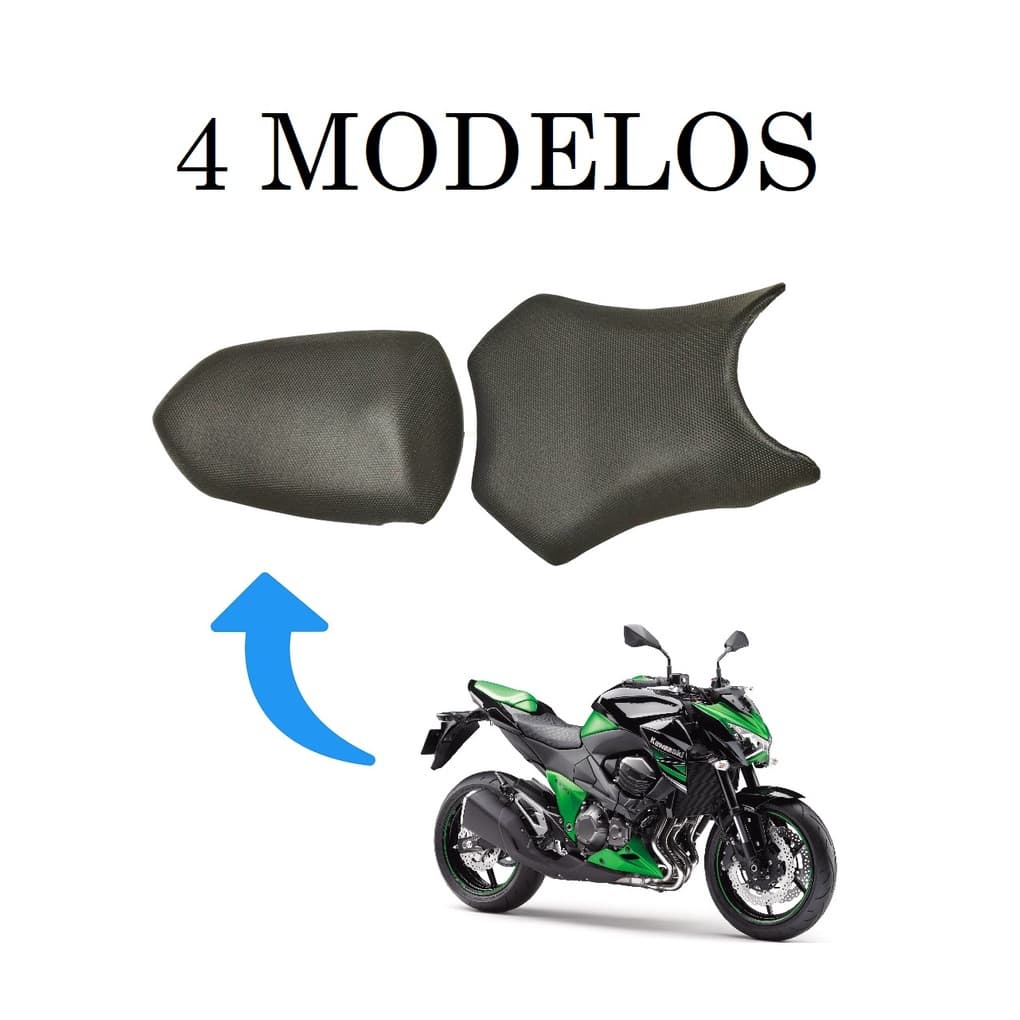 Par - 2 Capa Do Banco Com Cinta Kawasaki Ninja 300 / Z300 / Z800 - Antiderrapante / Lisa / Carbono