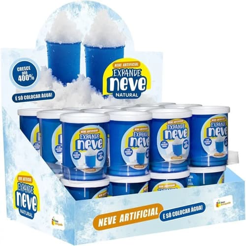 12x Potes Neve Artificial - Expande Neve Branco - Doce Brinquedo