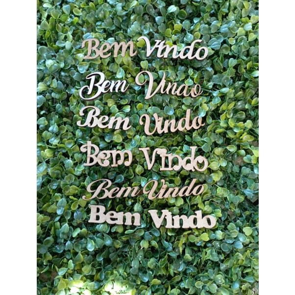 Kit 15 Apliques Bem Vindo 15cm x 3,5cm em MDF crú 3mm diversas fontes