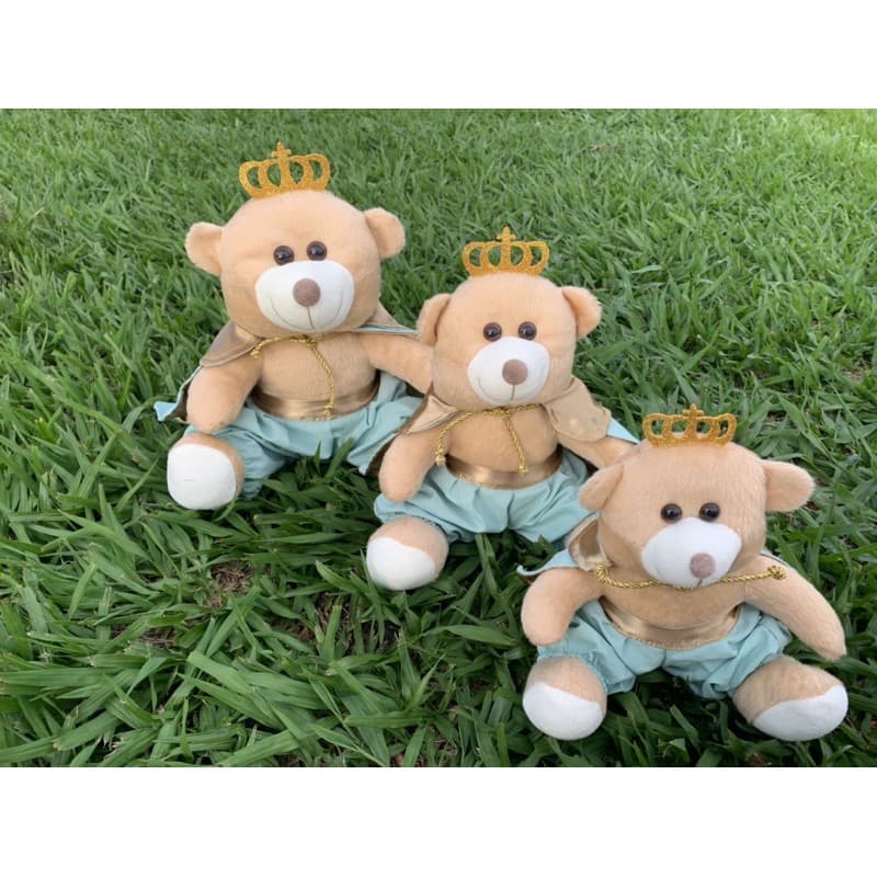 Trio De Urso Príncipe Verde Para Decoração De Quarto De Bebê, Nicho E Festa Antialérgico