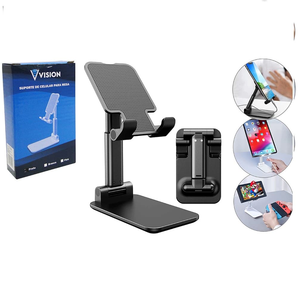 Suporte De Mesa Base Apoio P/ Celular Tablet Ajustável Grip