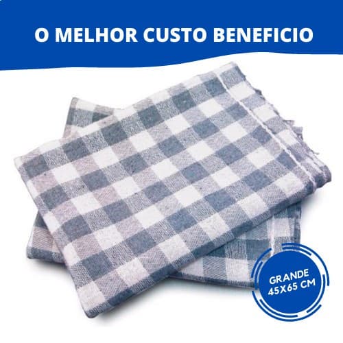 kit 5 Pano de Chão Grande 40 x 60  Saco Alvejado Xadrez Para Limpeza