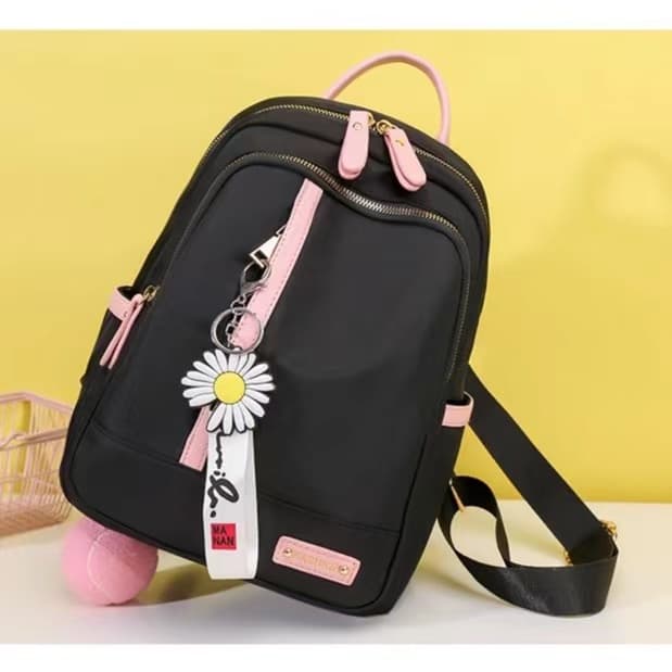 Mochila de nylon casual Feminina / à prova d'água / mochila escolar com o acessório da flor