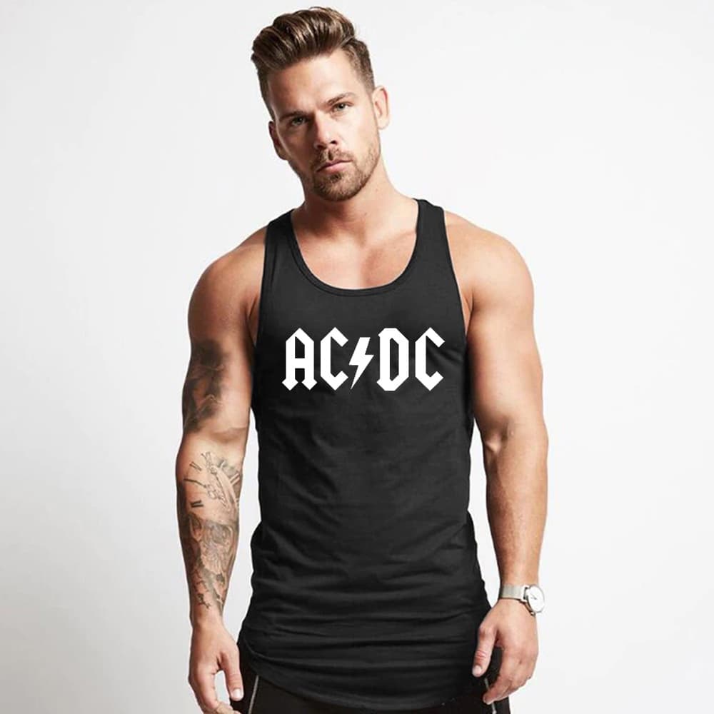 Regata Cavada Masculina ACDC Banda Rock Oversized Longline Camiseta Academia