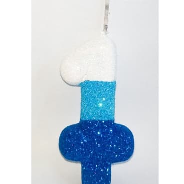 Velas Mix De Aniversário - Números + Glitter  - Cores Temáticas - Branco, Azul Bebê e Azul Royal