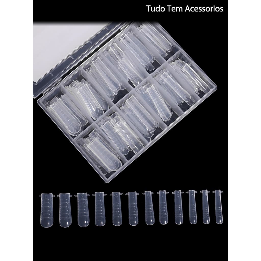 Kit 120 Moldes F1 Transparente Para Unhas Reutilizáveis