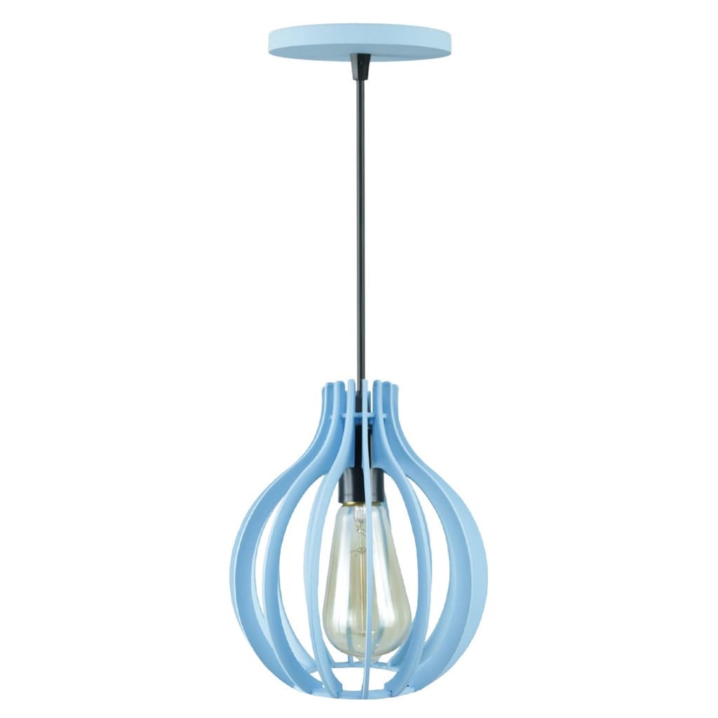 Luminária De Madeira Com Regulagem De Altura Azul Bebe