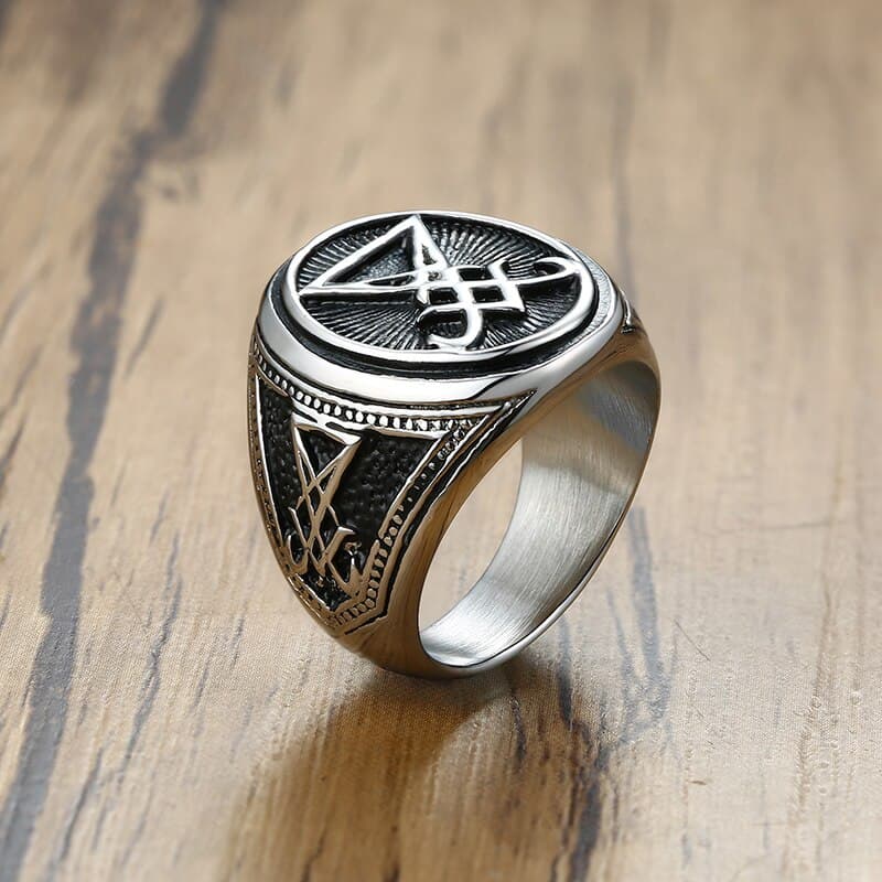 Lucifer Gótico Satan Signet Anéis Punk Aço Inoxidável Anéis De Vedação Dos Homens E Mulheres Pagão Jóias Presente