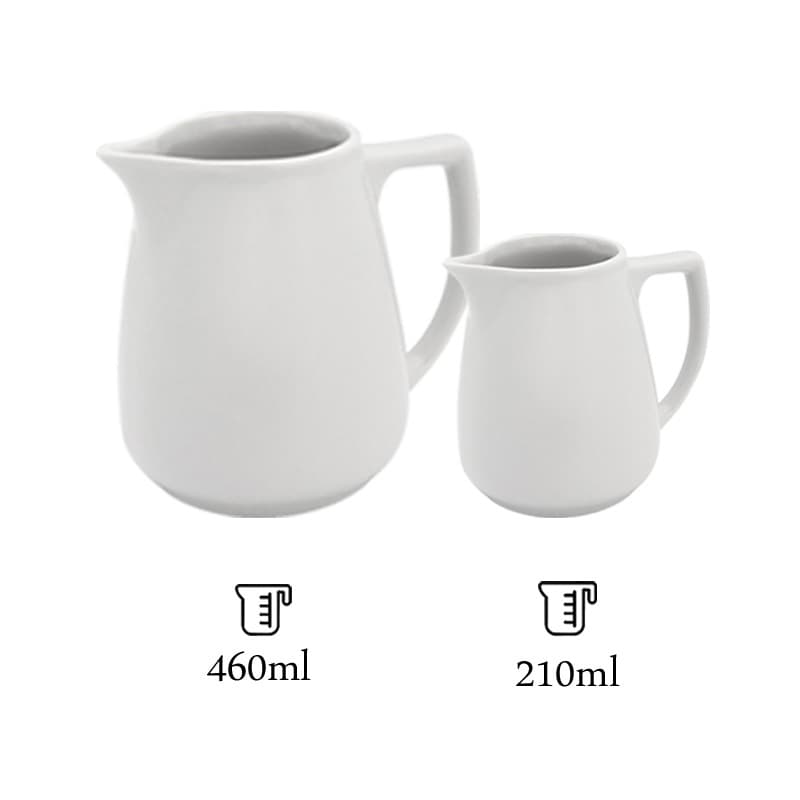 Jarrinha 460ml e 210ml Porcelana Leiterinha  Branca Jarra Leiteira Servir Caldas e Molhos Café Espresso